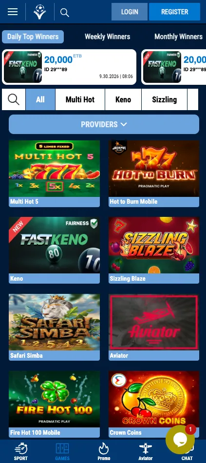 Casino games lobby on the mobile version of Vamos Bet